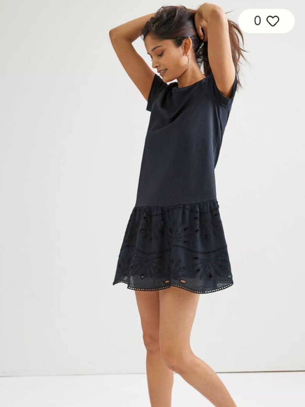 Anthropologie Maeve Flounced Eyelet Mini Dress in Black | Size S
